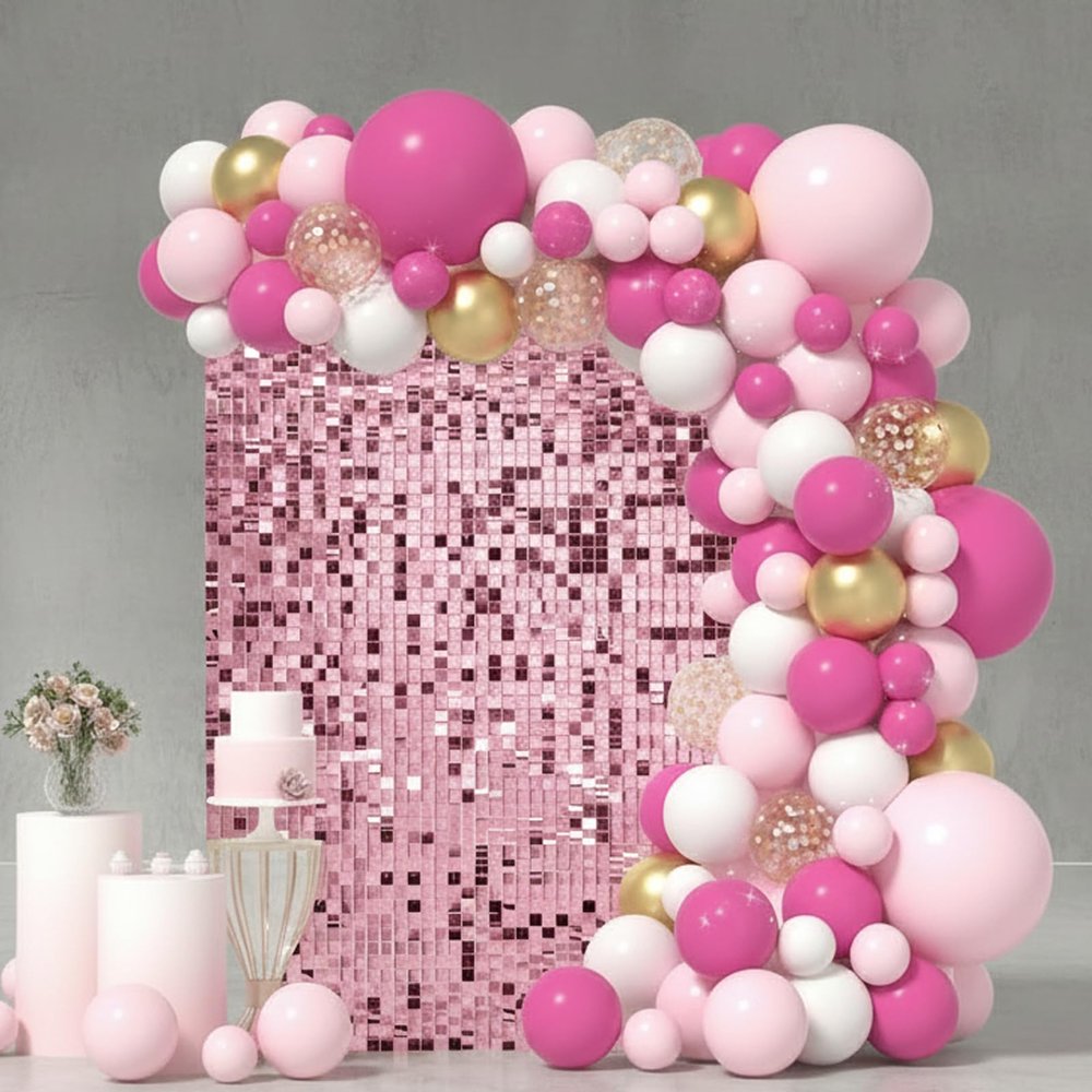 Pink Shimmer Sequin Backdrop, 24 Panels, 1.8 x 1.2 m
