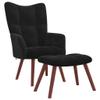 Willood Wingback Armchair with Footstool, Black Velvet view 1