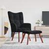 Willood Wingback Armchair with Footstool, Black Velvet view 2