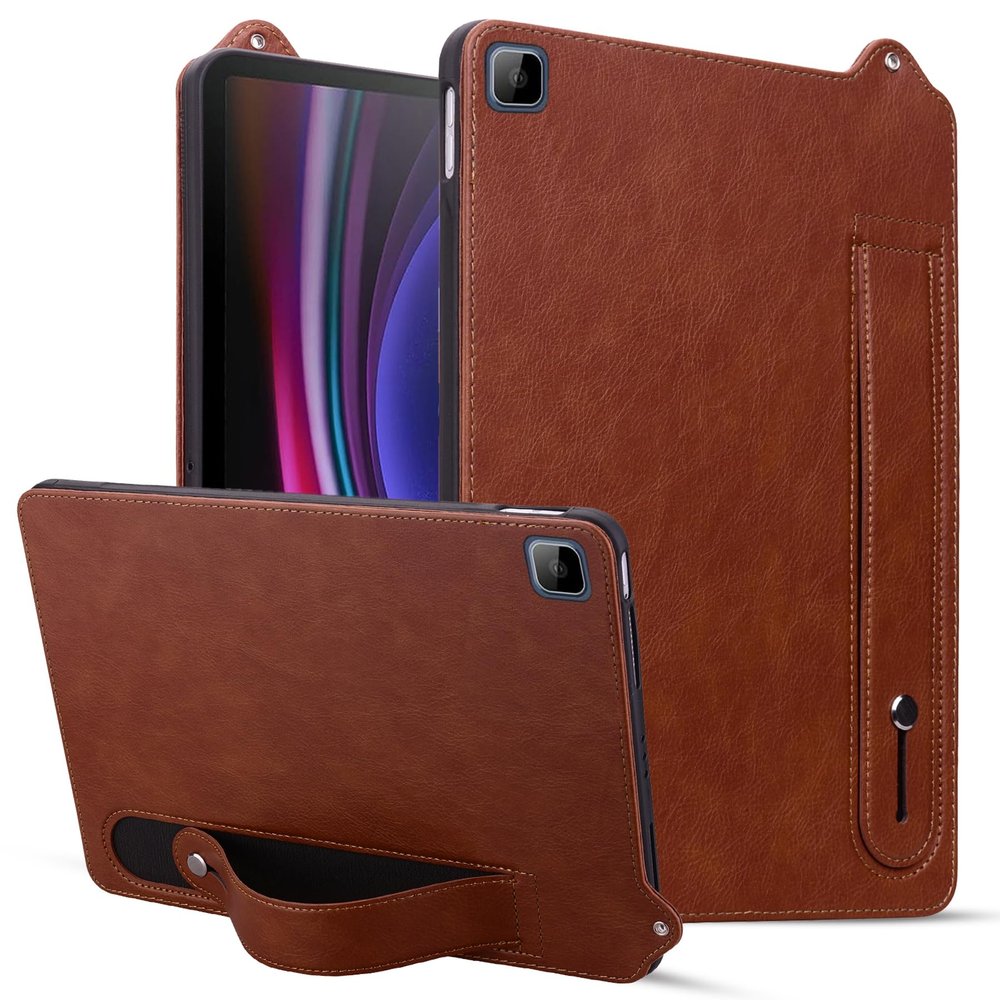 LMFULM Case for Honor Pad X8 (10.1-Inch), Soft TPU Silicone Cover, Anti-Slip, Shock-Absorbing, Rear Stand Cover, Retro Brown
