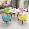 Modern Minimalist Conference Table and Chairs Set, Small Round Office Table with Yellow Chairs view 2
