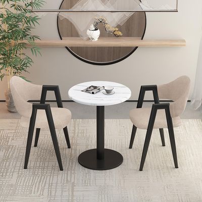 Modern Office Reception Club Table Set with 2 Upholstered PU Chairs