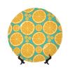 ESNAIUVCD Decorative Bone China Plate with Lemon Print and Stand view 1