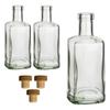 gouveo Set of 3 Square Apothecary Glass Bottles, 500 ml, with Wood-Handle Cork Stoppers view 1