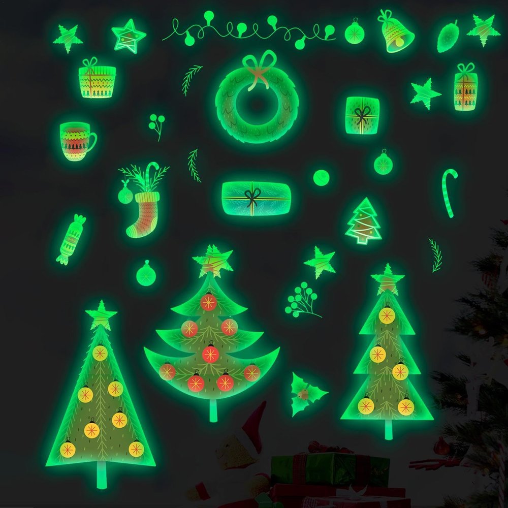 Glow-in-the-Dark Christmas Window Stickers