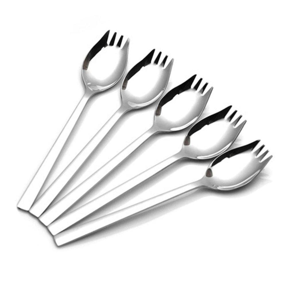 CIYODO 304 Stainless Steel Salad Serving Spoons with Long Handles, 6-Piece, Silver