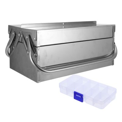 KONTONTY Reusable Tool Box with Handle, Wear-Resistant Stainless Steel Storage Box for Home and Garage