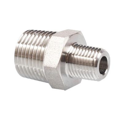 1/8 in, 1/4 in, 3/8 in, 1/2 in, 3/4 in BSPT Male to M8, M10, M12, M14, M16, M18, M20 Reducer, 304 Stainless Steel Hex Nipple High-Pressure Pipe Fitting (BSP 1/2 to M16 x 1.5)