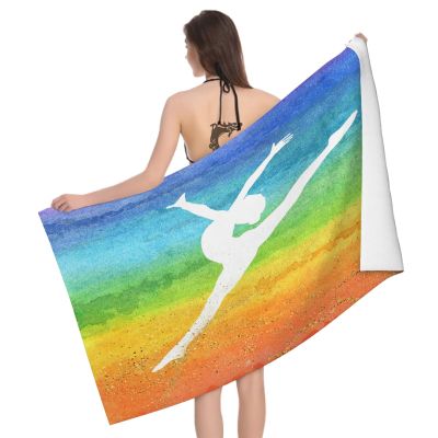 Leichong Microfiber Ballet Girl Beach Towel, 3D Ombre Pastel, 90 x 180 cm