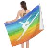 Leichong Microfiber Ballet Girl Beach Towel, 3D Ombre Pastel, 90 x 180 cm view 1