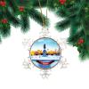 Boston City Landscape Metal Snowflake Ornament, Small Christmas Tree Hanging Decoration view 2