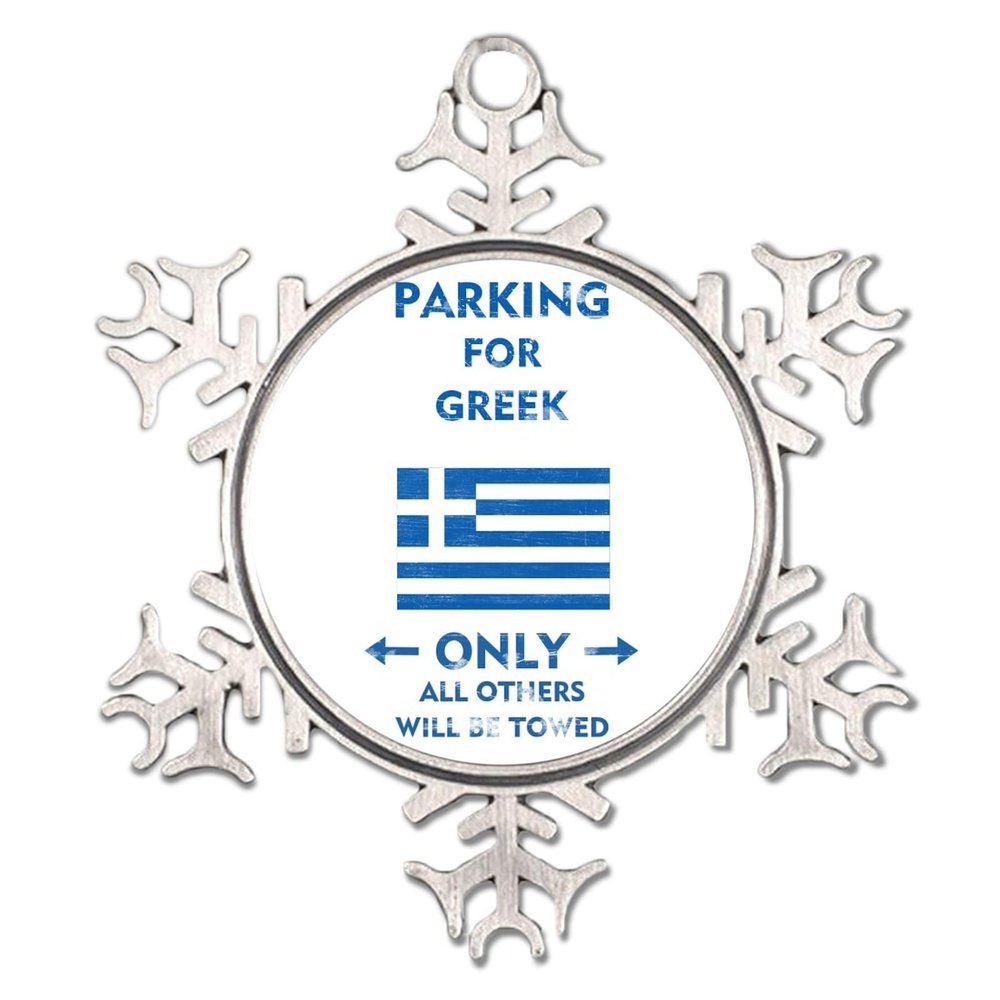 Greek Snowflake Ornament, Round Christmas Tree Decoration, National Flag, Personalized Keepsake, Global World Flag, Travel Souvenir, Collector's Item, Holiday Gift