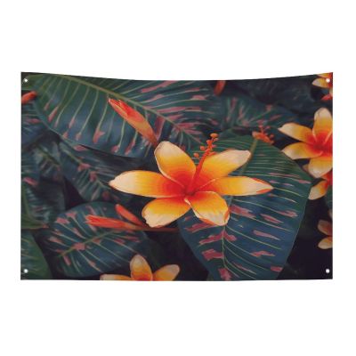 Tapestry Home Decor Flag, Hawaii Flag with Tropical Floral Print, Includes Four Washers