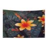 Tapestry Home Decor Flag, Hawaii Flag with Tropical Floral Print, Includes Four Washers view 1