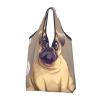 WPUTY Foldable Reusable Shopping Bags with Cartoon Pug Print, 3-Pack, Black, One Size view 1
