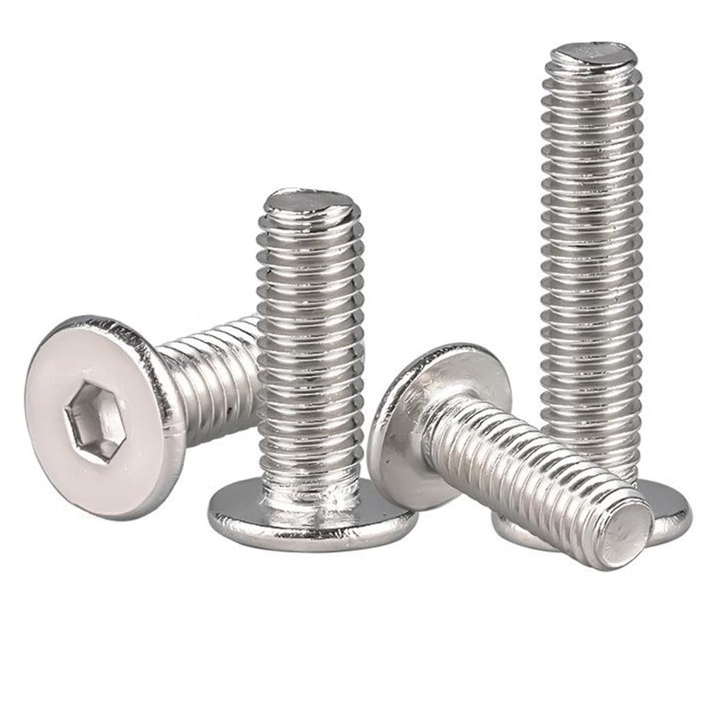 10 Thin Flat-Head Hex Socket Screws, 304 Stainless Steel, M4 × 18