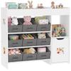 Qaba Kids' Toy Storage Bookshelf with 9 Fabric Bins, White view 1