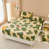 3-Piece Super-Warm Green Geometric Fitted Sheet Set, Winter Cartoon Bear Style, Queen Size, Milk Velvet, 153 x 203 x 30 cm view 2