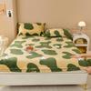3-Piece Super-Warm Green Geometric Fitted Sheet Set, Winter Cartoon Bear Style, Queen Size, Milk Velvet, 153 x 203 x 30 cm view 3