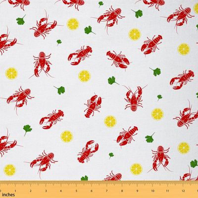 Loussiesd Crawfish Fabric, 276 x 150 cm, Lemon Patchwork Fabric by the Yard