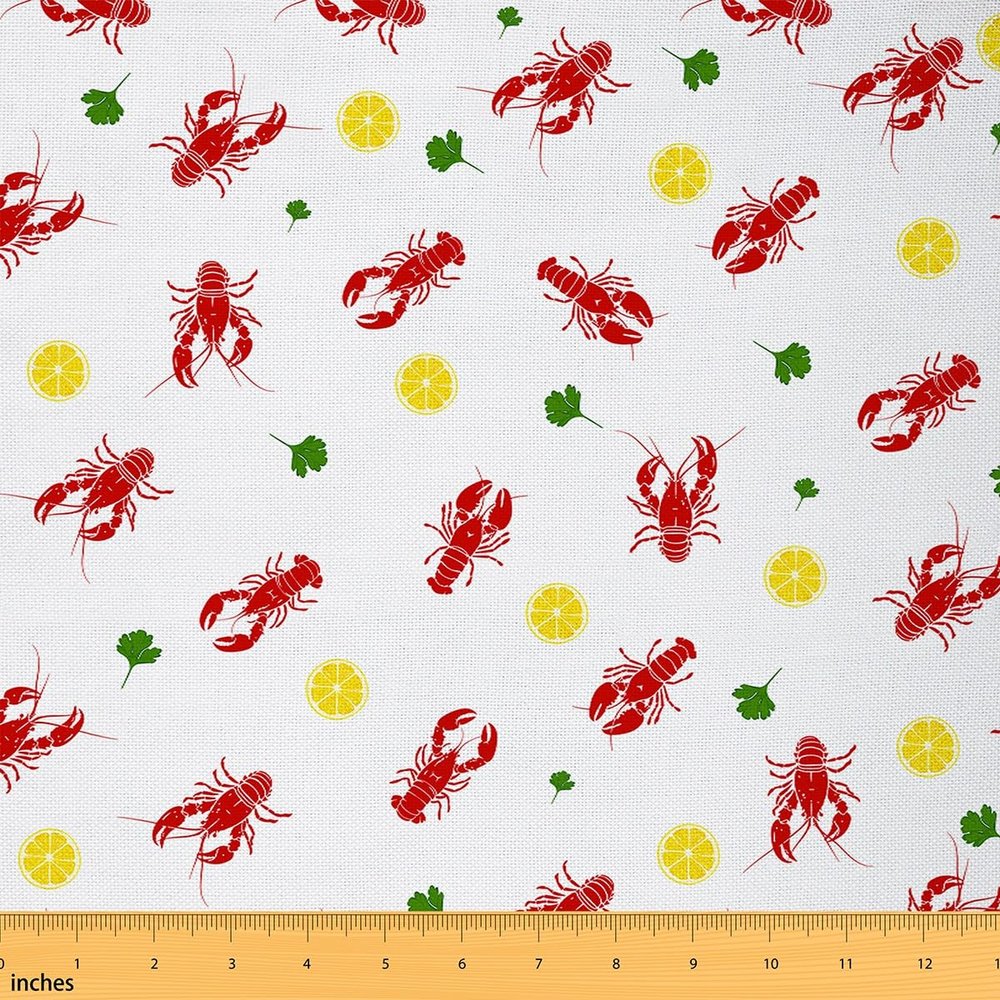 Loussiesd Crawfish Fabric, 276 x 150 cm, Lemon Patchwork Fabric by the Yard