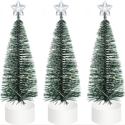 Tabletop Christmas Trees with Lights, Mini LED Trees, 3-Pack, Warm Light
