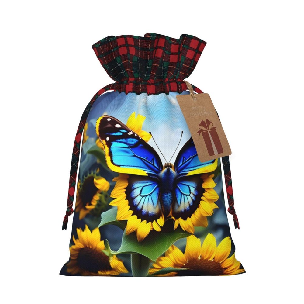 PHAYAH Sunflower-Blue Butterfly Drawstring Gift Bag