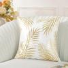 TAOSON Gold-Tone Velvet Pillow Covers, Soft, Embossed Leaf Design, Decorative, White, 2-Pack, 18 x 18 in view 1