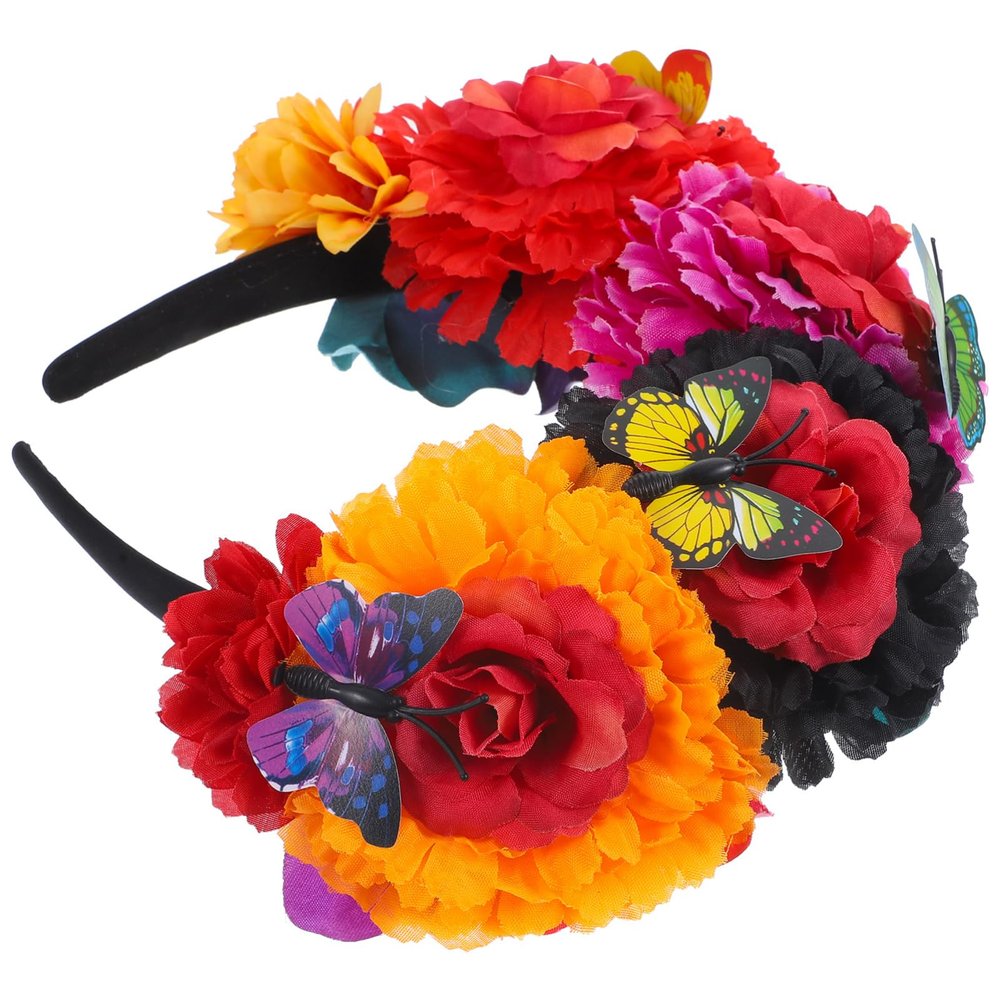BESTYASH Floral Crown Headband for Day of the Dead Parties and Raves
