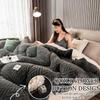 King-Size Sherpa Quilt, Thick Double-Sided Winter Blanket with Lamb-Fleece Filling view 2