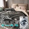King-Size Sherpa Quilt, Thick Double-Sided Winter Blanket with Lamb-Fleece Filling view 4