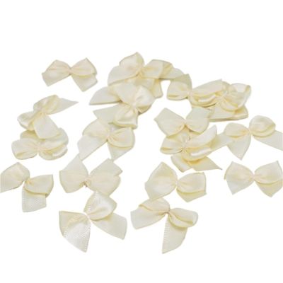 QAUUCP 50/100/200-Piece Satin Ribbon Bows, 25 mm, Light Yellow, 200 Pieces