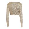 Women's Gold Glitter Sequin Crew-Neck Top view 4