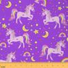 Loussiesd Unicorn Fabric, 184 x 150 cm, Colorful Stripes, Star Print, Purple Upholstery Fabric view 1