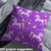 Loussiesd Unicorn Fabric, 184 x 150 cm, Colorful Stripes, Star Print, Purple Upholstery Fabric view 4