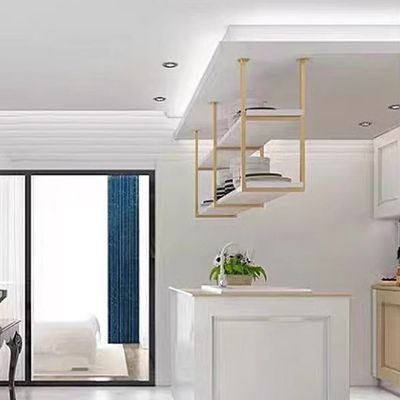 2-Tier Kitchen Wall Shelf with Wine Glass Holder, Hanging Pan Rack and Wall Storage, Wood and Metal, Iron, Display Shelf, 90 x 30 x 80 cm