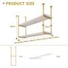 2-Tier Kitchen Wall Shelf with Wine Glass Holder, Hanging Pan Rack and Wall Storage, Wood and Metal, Iron, Display Shelf, 90 x 30 x 80 cm view 2
