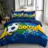 CozyRest 3-Piece Kids' Reversible Microfiber Soccer Bedding Set, Blue, 200 x 200 cm + 80 x 80 cm Pillowcase, Easy Care view 1