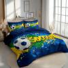 CozyRest 3-Piece Kids' Reversible Microfiber Soccer Bedding Set, Blue, 200 x 200 cm + 80 x 80 cm Pillowcase, Easy Care view 2