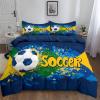 CozyRest 3-Piece Kids' Reversible Microfiber Soccer Bedding Set, Blue, 200 x 200 cm + 80 x 80 cm Pillowcase, Easy Care view 3