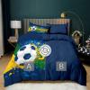 CozyRest 3-Piece Kids' Reversible Microfiber Soccer Bedding Set, Blue, 200 x 200 cm + 80 x 80 cm Pillowcase, Easy Care view 4