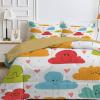 Qiwagu 220 x 240 cm White Reversible Cloud Pattern Quilt, 200 GSM All-Season Blanket with 2 Pillowcases view 1