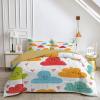 Qiwagu 220 x 240 cm White Reversible Cloud Pattern Quilt, 200 GSM All-Season Blanket with 2 Pillowcases view 2