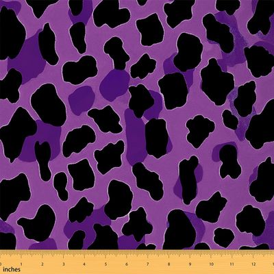 Loussiesd Purple Leopard Print Fabric, 92 x 150 cm