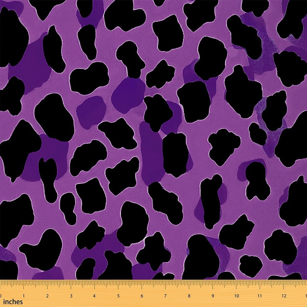 Loussiesd Purple Leopard Print Fabric, 92 x 150 cm