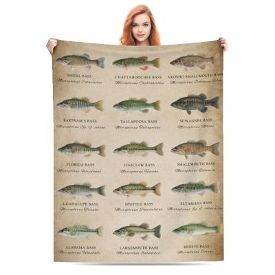 Fishing Gifts for Men, Unique Bass Fishing Throw Blanket, 50 x 40 in