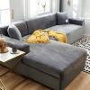 DFVEKYOW Velvet Sofa Cover for Sectional Sofas, Stylish and Soft, Furniture Protector, Couch Cover for 3- or 4-Seater Sofas, 190 x 230 cm, Light Gray view 1