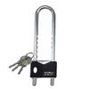 Keyed U-Shaped Padlock, Adjustable Length, Black, Long Shackle view 1