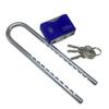 Keyed U-Shaped Padlock, Adjustable Length, Black, Long Shackle view 2
