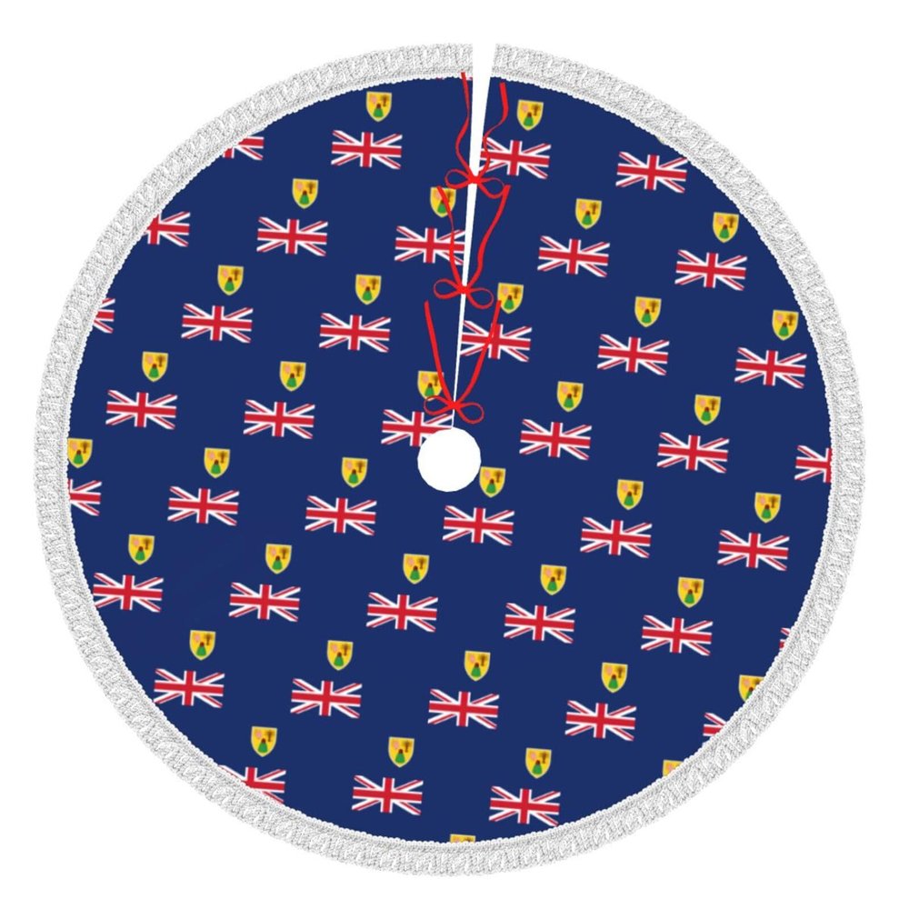 Christmas Tree Skirt with Pom-Pom Trim, 48 in.